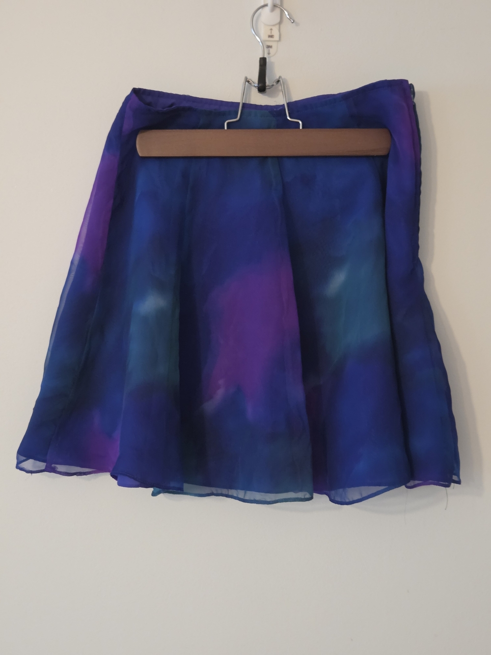 80s Made In Canada Blue Purple Tie-Dye Chiffon Skirt